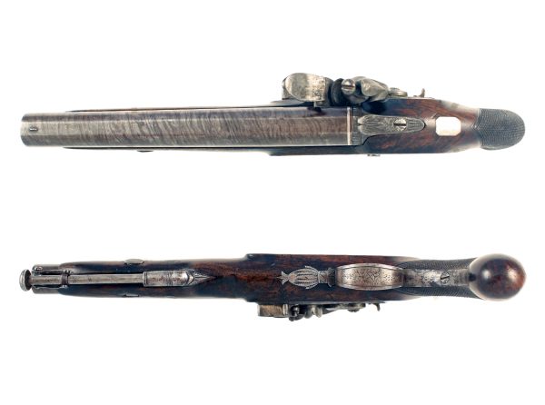 A Flintlock Officers Pistol by H. Nock, London. - Image 3