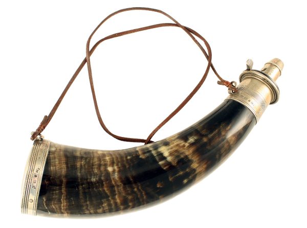 A Silver Mounted Powder Horn