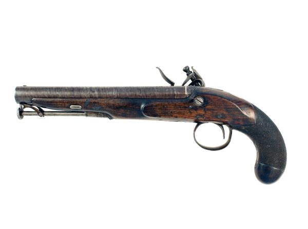 A Flintlock Officers Pistol by H. Nock, London. - Image 4