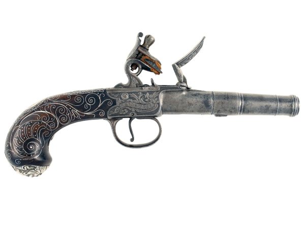 A Silver Mounted Flintlock Pocket Pistol