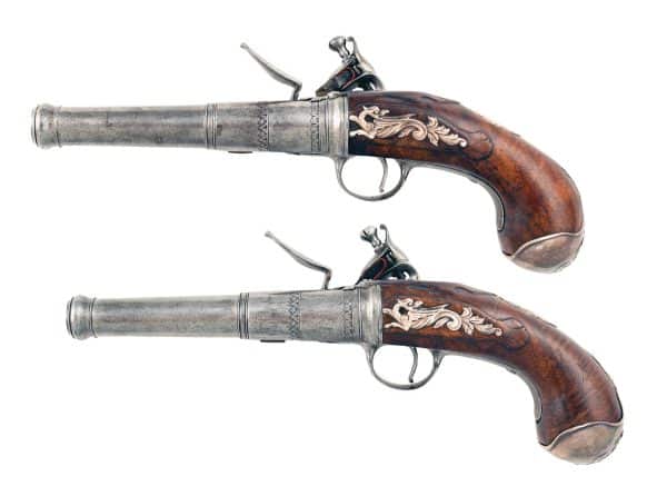 A Pair of Silver Mounted Flintlock Queen Anne Pistols by John Williams, Circa 1720. - Image 6