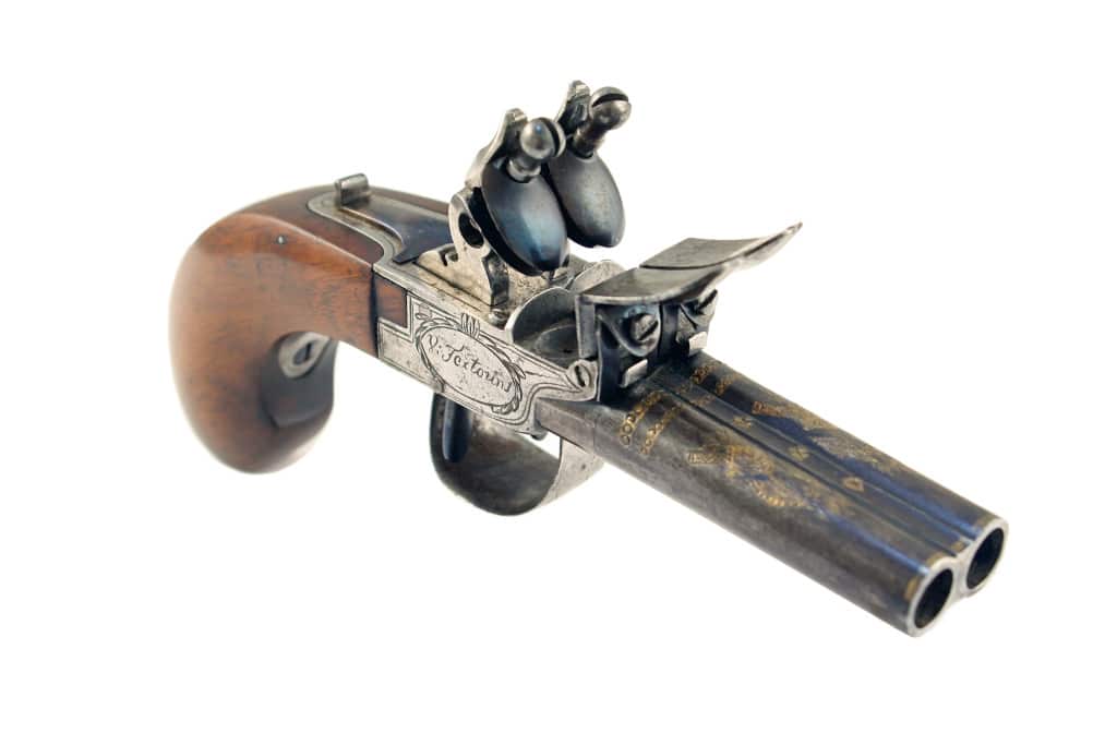 A French Double Barrel Flintlock Pistol