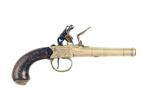 A Silver Inlaid Flintlock Pocket Pistol