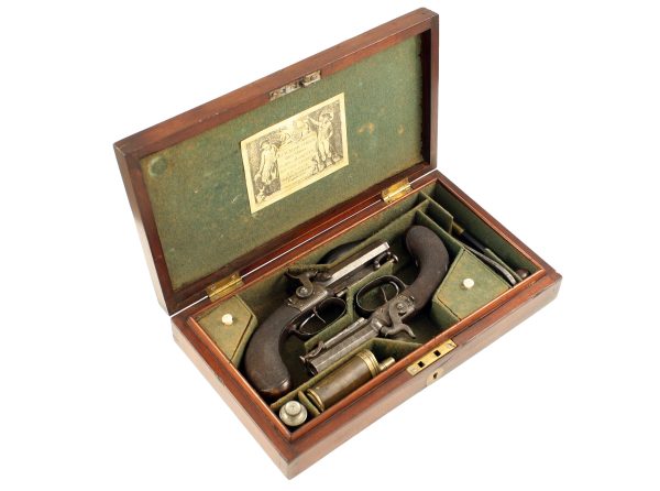 A Cased Pair of D.B. Pistols by Mortimer