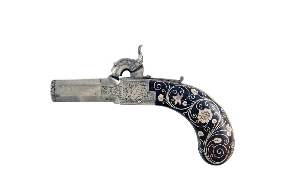 A Superb Pair of Silver Inlaid Pistols by J. Lang of London. - Image 5