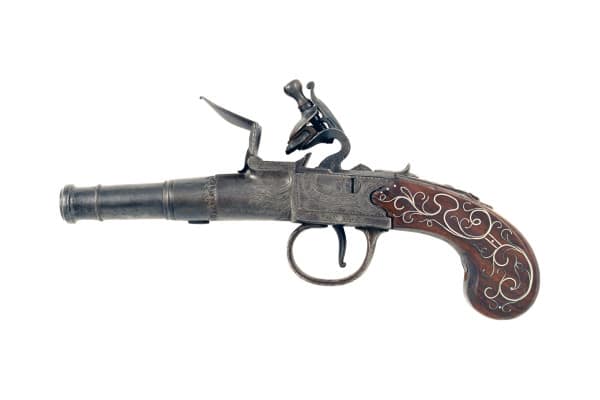 A Crisp Flintlock Canon Barrel Pistol by E. North, London. - Image 2