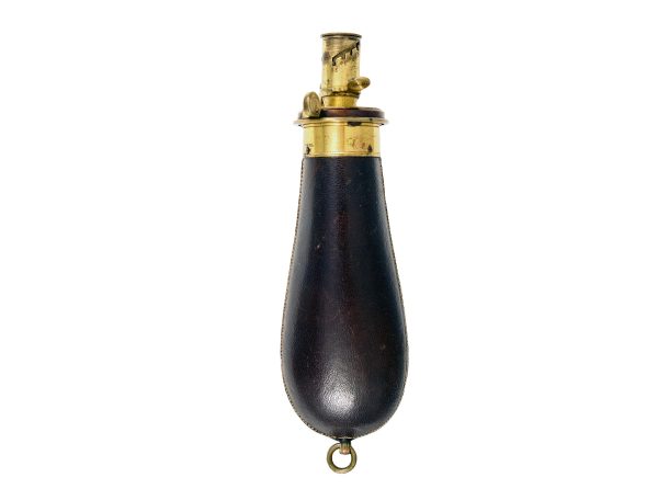 A Superb Leather Covered Powder Flask.