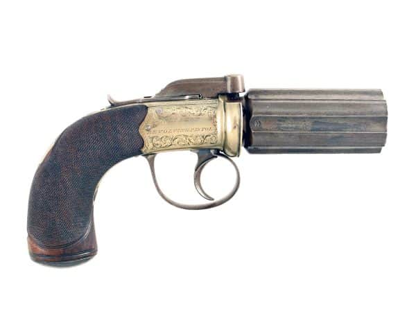 A Crisp Percussion Six-Shot Pepperbox Revolver by J.Burrow, Preston.