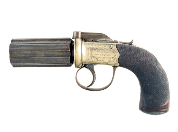 A Crisp Percussion Six-Shot Pepperbox Revolver by J.Burrow, Preston. - Image 2
