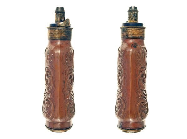 A Superb Foliate Pistol Flask. - Image 2