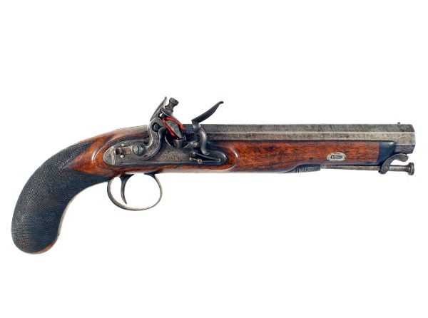 A Flintlock Officers Pistol by Hawkes Moseley & Co.