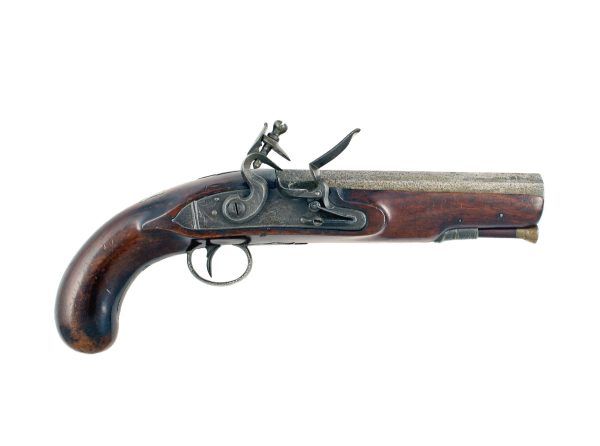 A Flintlock Overcoat Pistol by I. Hollis.