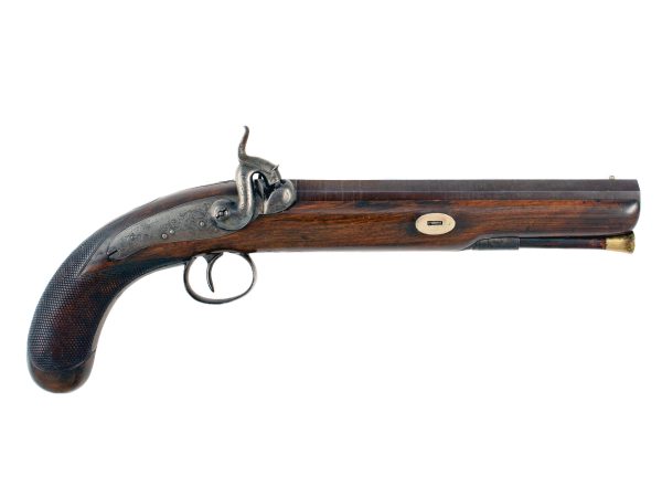 A Percussion Back Action Pistol by Hillar.