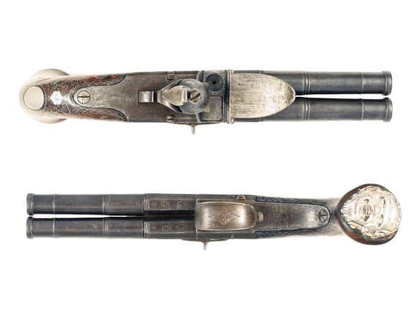 A Double Barrel Flintlock Pistol by Collis of Oxford. - Image 2