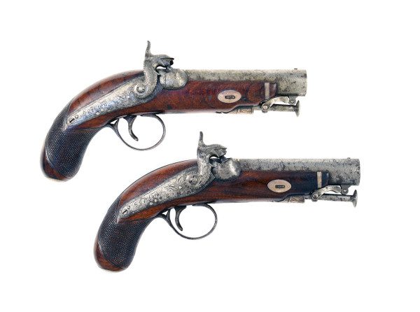 An Interesting Pair of Back Action Pistols by Skelton of Monaghan.