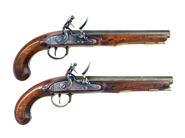 A Pair of Flintlock Officers Pistols marked Probin.