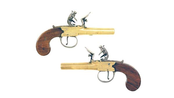 A Pair of Flintlock Box-Lock Pocket Pistols