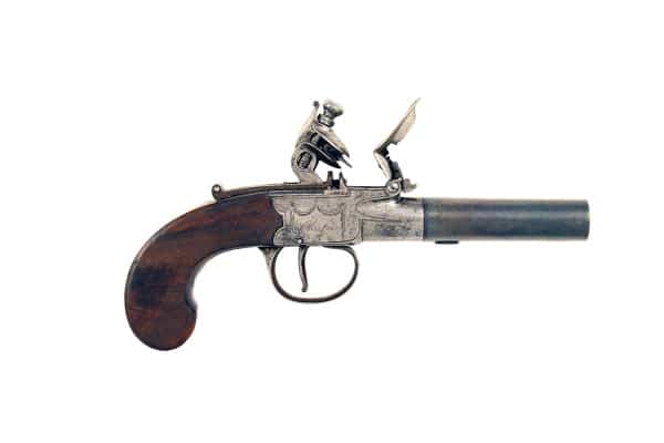 A Flintlock Pocket Pistol by Bowers of Chester.